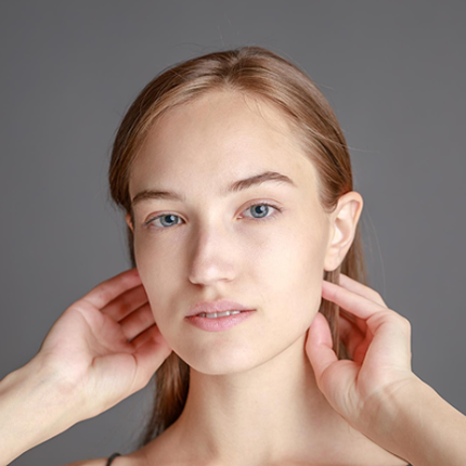 cleavage of women with beautiful breasts on a white background